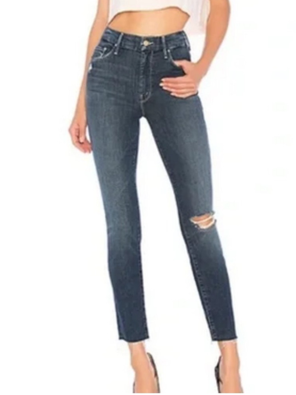 Women’s Mother High Waisted Looker Ankle Fray Wash Close To The Edge Jeans
